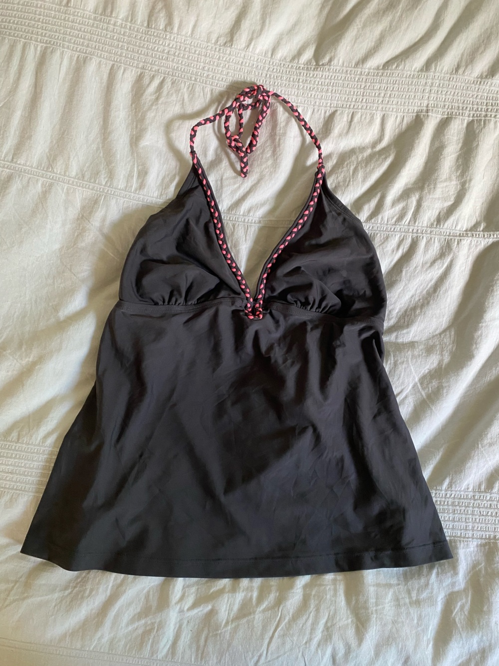 Converse Black halter tankini top - Pink Braided Halter Straps